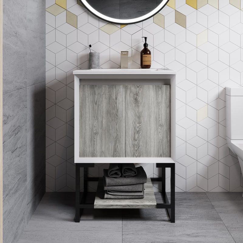 Swiss Madison Marseille 24 Single, Two Doors, Open Shelf Bathroom Vanity