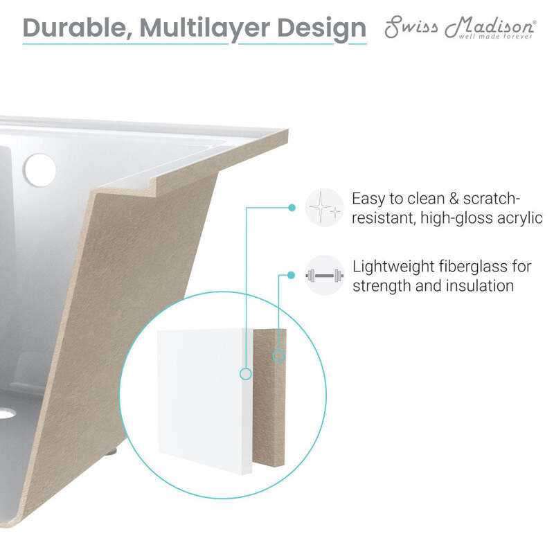 Swiss Madison Voltaire 66 "x 36" Reversible Drain Drop-In Bathtub