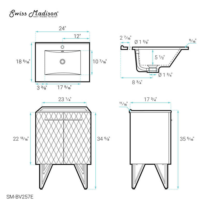 Swiss Madison Annecy 24" Bathroom Vanity in Diamond Grey