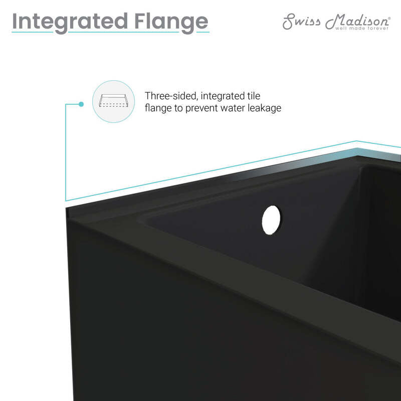 Swiss Madison Voltaire 48" X 32" Right-Hand Drain Alcove Bathtub with Apron in Matte Black
