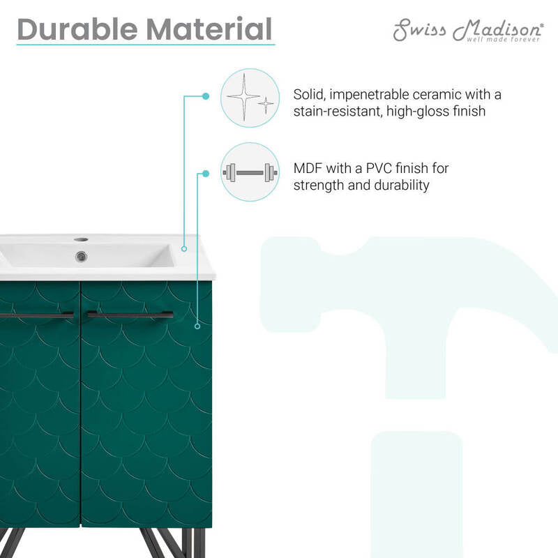Swiss Madison Annecy 24" Bathroom Vanity in Barracuda Teal