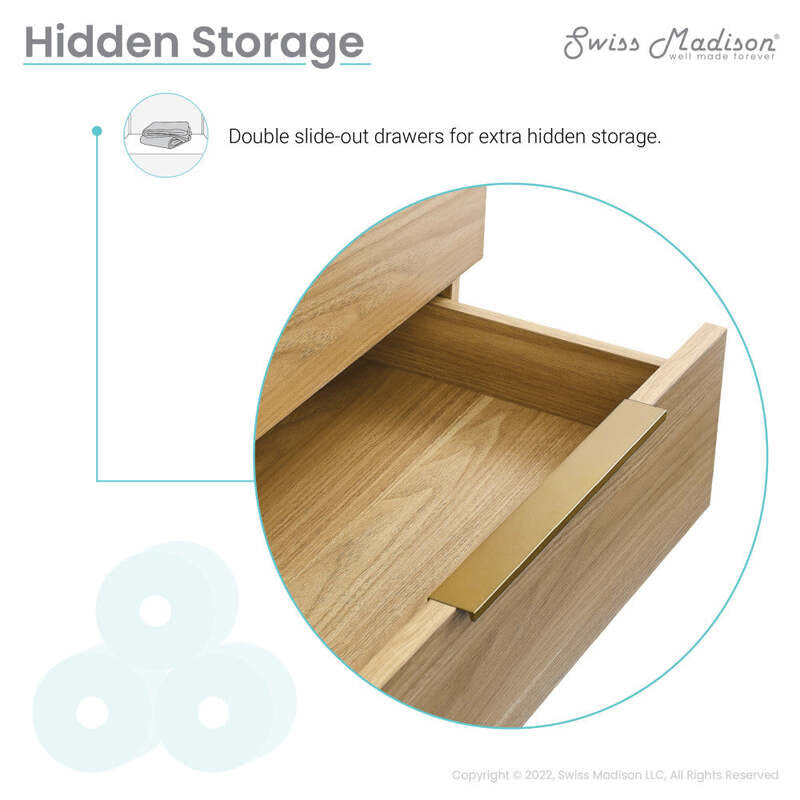 Swiss Madison Carre 24" Bathroom Vanity in White Oak