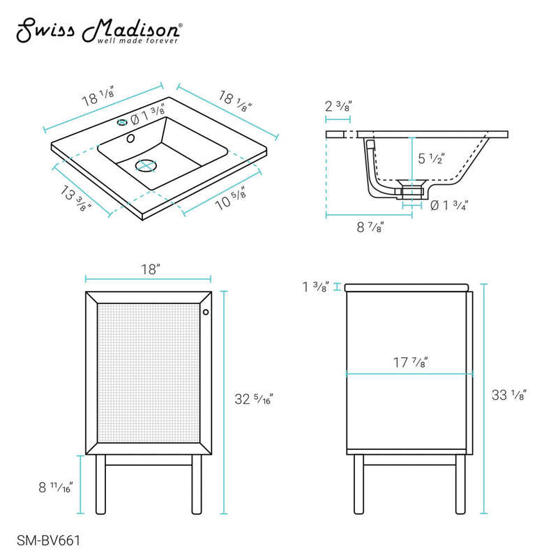 Swiss Madison Classe 18" Bathroom Vanity in Oak