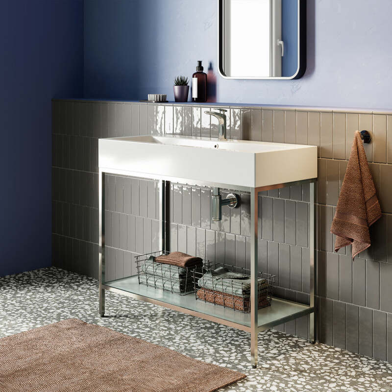 Swiss Madison Pierre 40 Single, Freestanding, Open Shelf, Chrome Metal Frame Bathroom Vanity