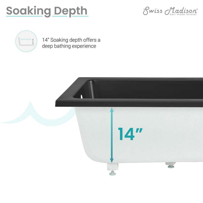Swiss Madison Voltaire 54"x30" Reversible Drain Drop-In Bathtub in Matte Black