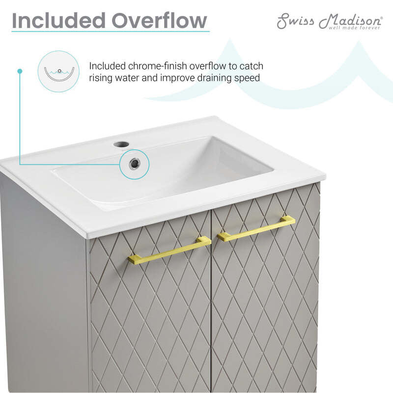 Swiss Madison Annecy 24" Bathroom Vanity in Diamond Grey