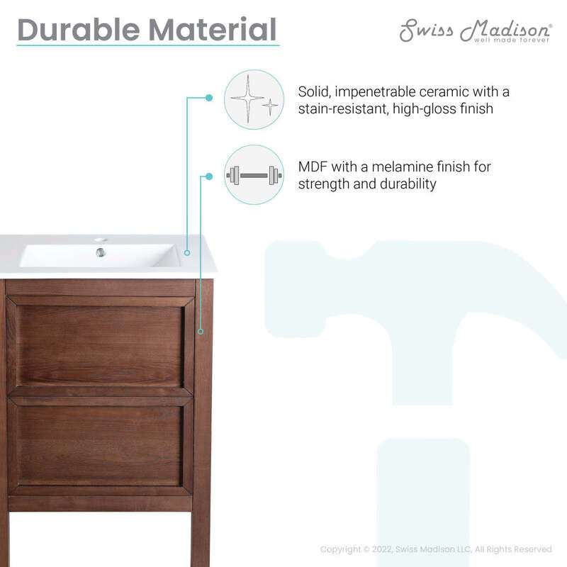 Swiss Madison Nadar 24" Bathroom Vanity in Walnut