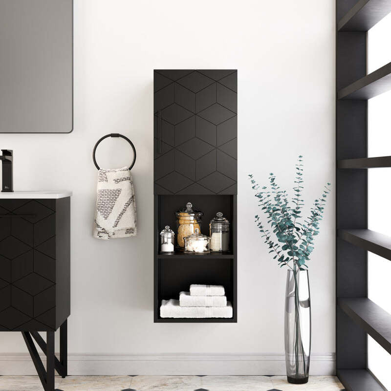 Swiss Madison Annecy 15" W x 46" H x 12" D  Linen Cabinet in Phantom Black