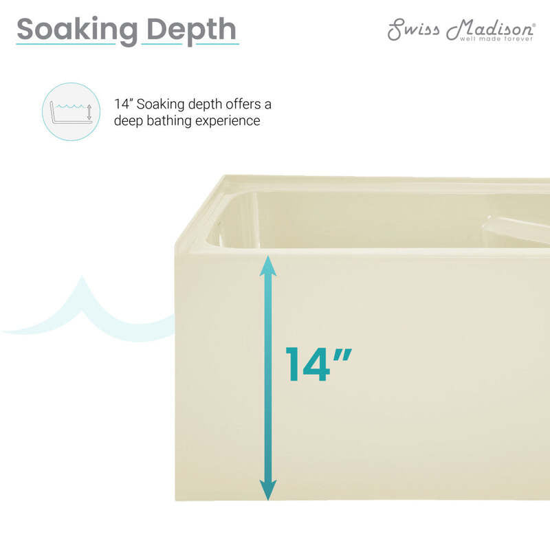 Swiss Madison Voltaire 54" X 30" Left-Hand Drain Alcove Bathtub with Apron in Bisque