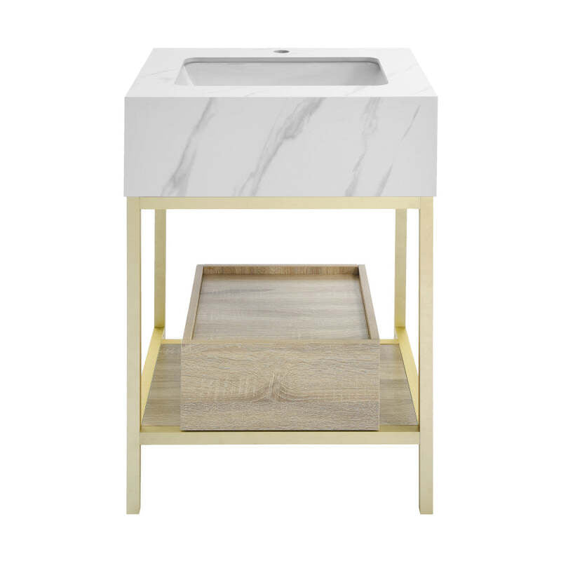 Swiss Madison Beau 24" Freestanding, Bathroom Vanity in Oak and Calacatta