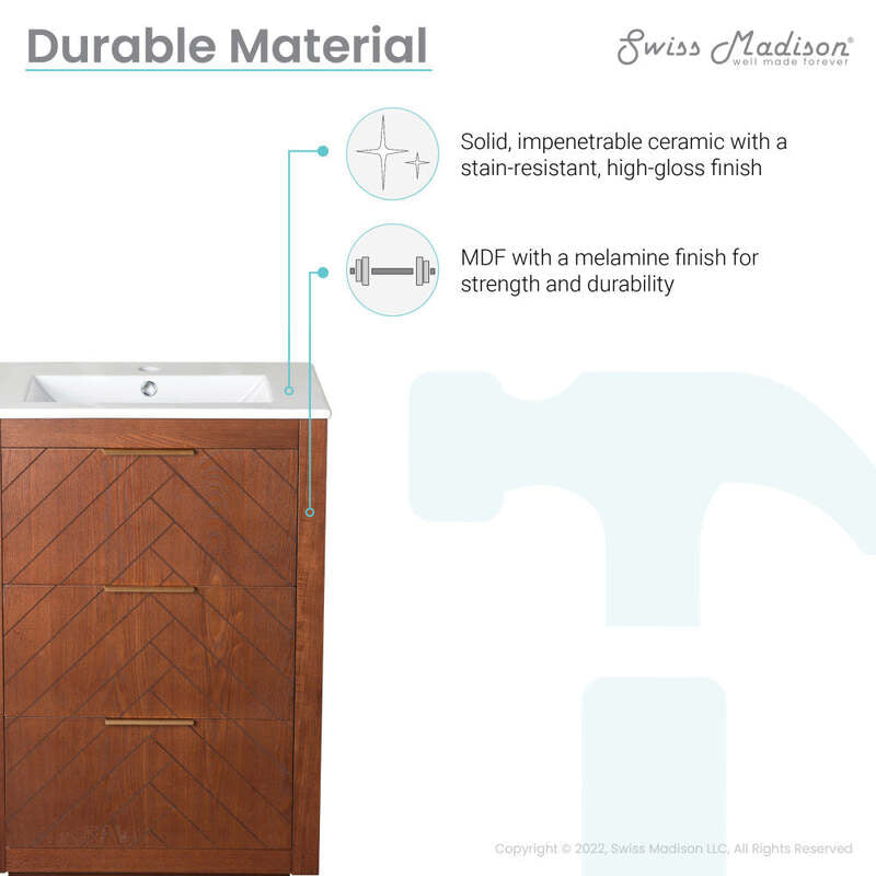 Swiss Madison Daxton 24" Bathroom Vanity in Walnut