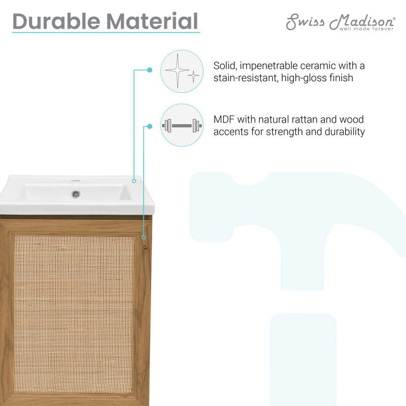 Swiss Madison Classe 18" Bathroom Vanity in Oak