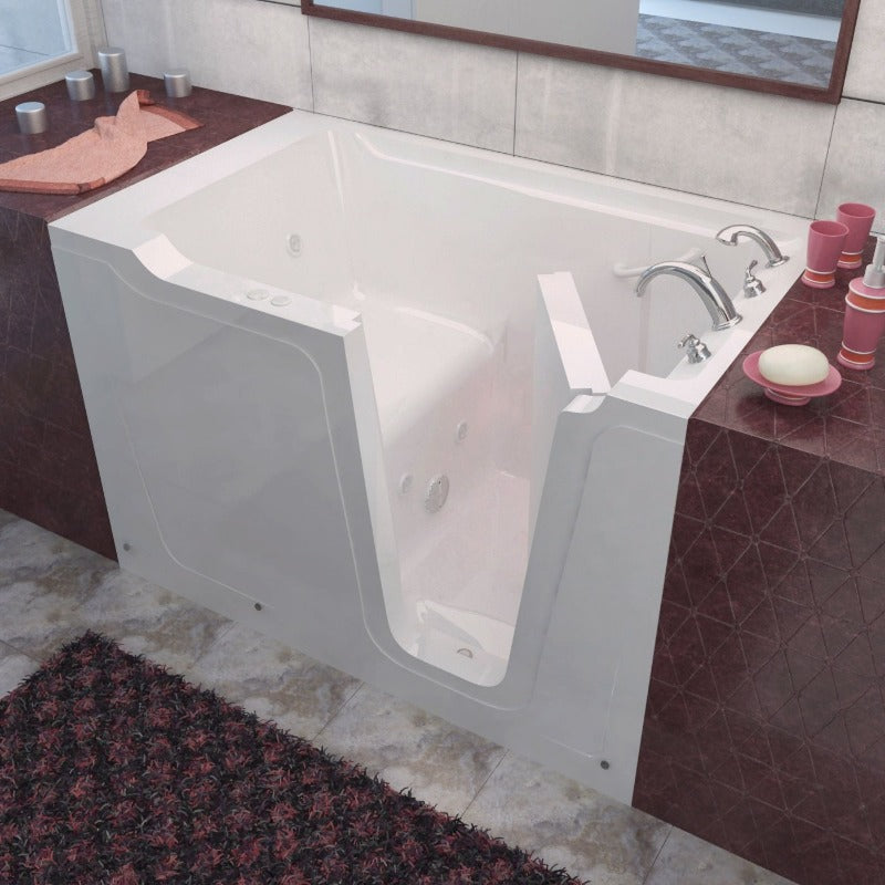 MediTub - 3660 Series Walk-In 36 x 60 Right Drain White Whirlpool Jetted Walk-In Bathtub