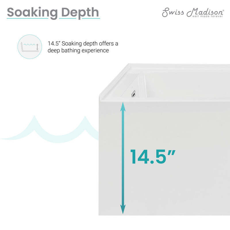 Swiss Madison Avancer 60" x 36" Left-Hand Drain Rectangular Alcove Whirlpool Bathtub with Apron