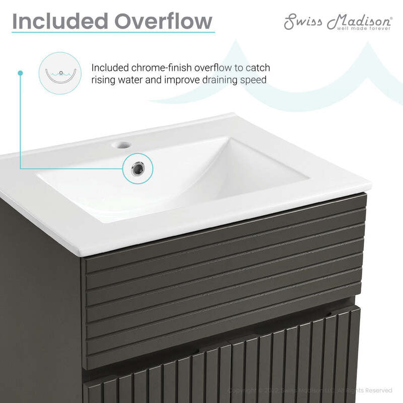 Swiss Madison Bernay 24" Bathroom Vanity in Cedar Grey