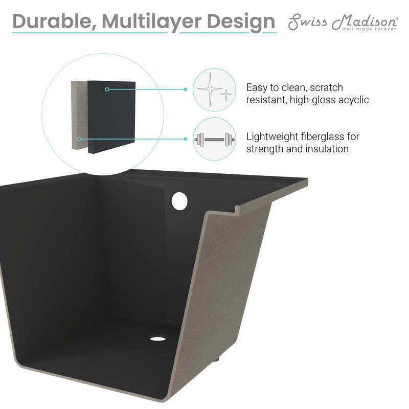 Swiss Madison Voltaire 48" X 32" Right-Hand Drain Alcove Bathtub in Matte Black