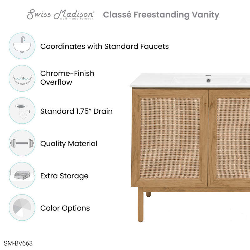 Swiss Madison Classe 36" Bathroom Vanity in Oak