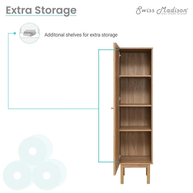 Swiss Madison Classé 15" W x 60" H x 15" D Linen Cabinet in Oak