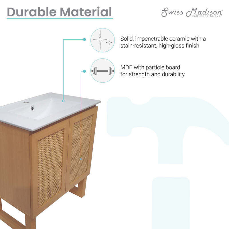Swiss Madison Arles 30" Single, Bathroom Vanity in Honey