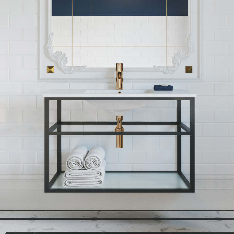 Swiss Madison Pierre 36 Single, Metal Frame, Open Shelf, Bathroom Vanity