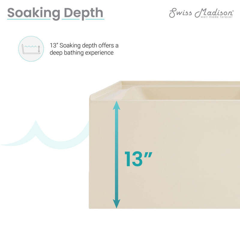 Swiss Madison Voltaire 60" X 30" Right-Hand Drain Alcove Bathtub with Apron in Bisque