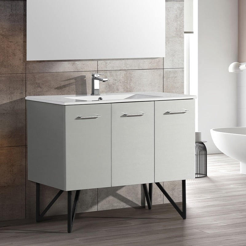 Swiss Madison Annecy 48 Single, Brushed Grey, Two Doors, One Drawer, Bathroom Vanity