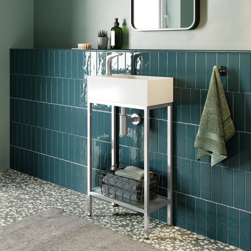 Swiss Madison Pierre 19.5 Single, Freestanding, Open Shelf, Chrome Metal Frame Bathroom Vanity