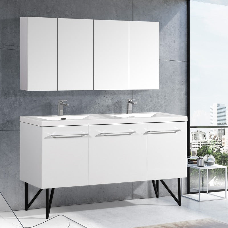 Swiss Madison Annecy 60 Double, Glossy White, Two Doors, One Drawer, Bathroom Vanity