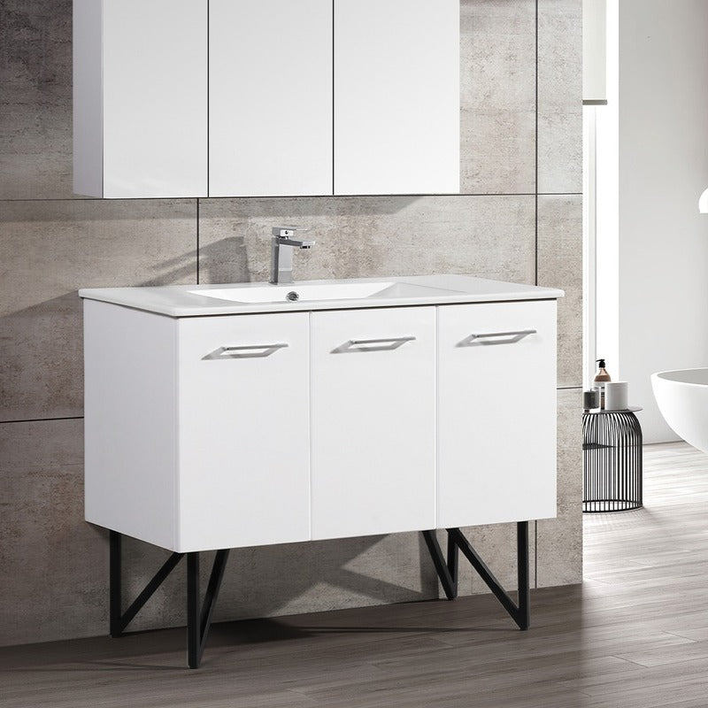 Swiss Madison Annecy 48 Single, Glossy White, Two Doors, One Drawer, Bathroom Vanity