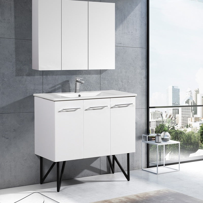 Swiss Madison Annecy 36 Single, Glossy White, Two Doors, One Drawer, Bathroom Vanity