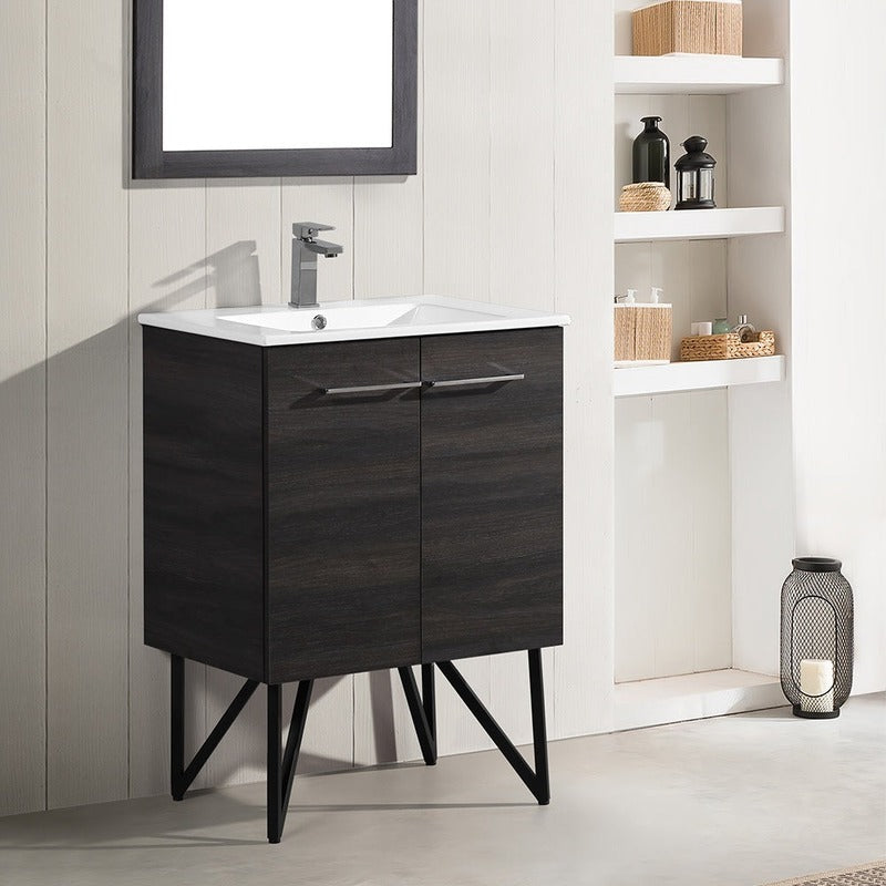 Swiss Madison Annecy 24 Single, Black Walnut, Two Doors, Bathroom Vanity