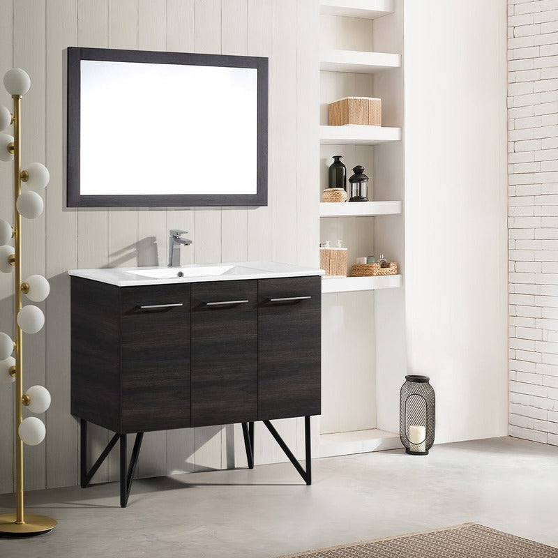Swiss Madison Annecy 36 Single, Black Walnut, Two Doors, One Drawer, Bathroom Vanity