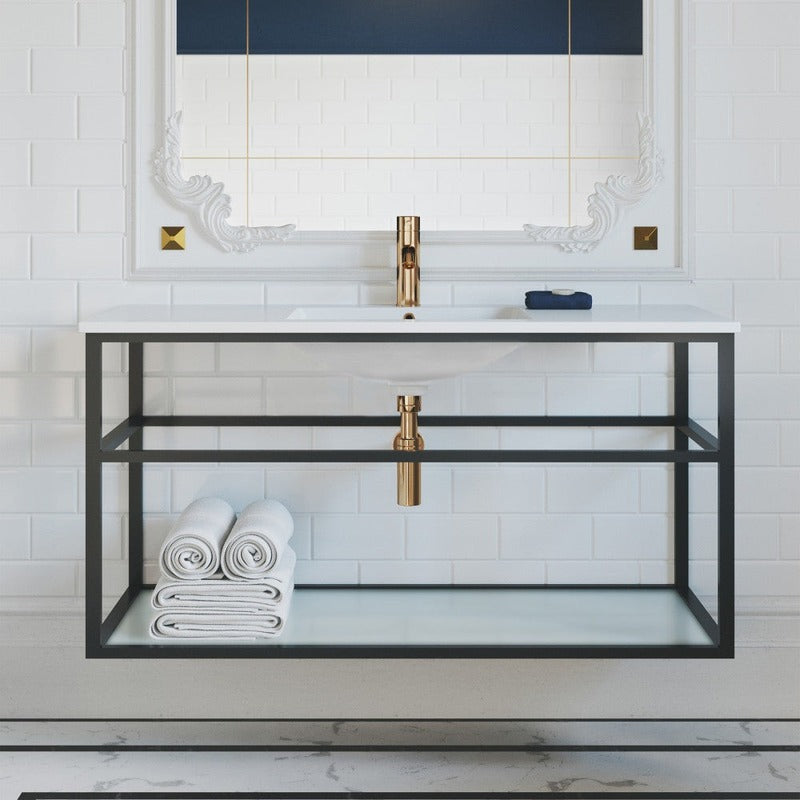Swiss Madison Pierre 48 Single, Metal Frame, Open Shelf, Bathroom Vanity