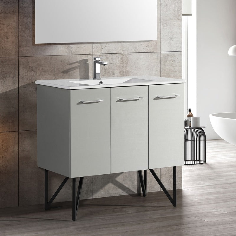 Swiss Madison Annecy 36 Single, Brushed Grey, Two Doors, One Drawer, Bathroom Vanity