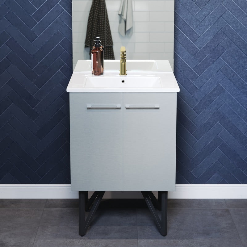 Swiss Madison Annecy 24 Single, Brushed Grey, Two Doors, Bathroom Vanity