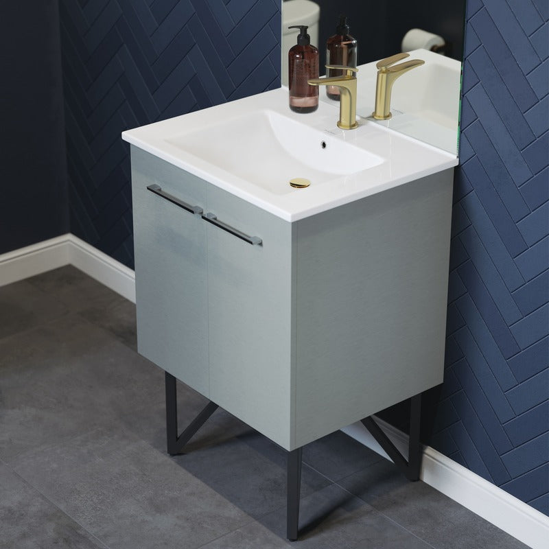 Swiss Madison Annecy 24 Single, Brushed Grey, Two Doors, Bathroom Vanity