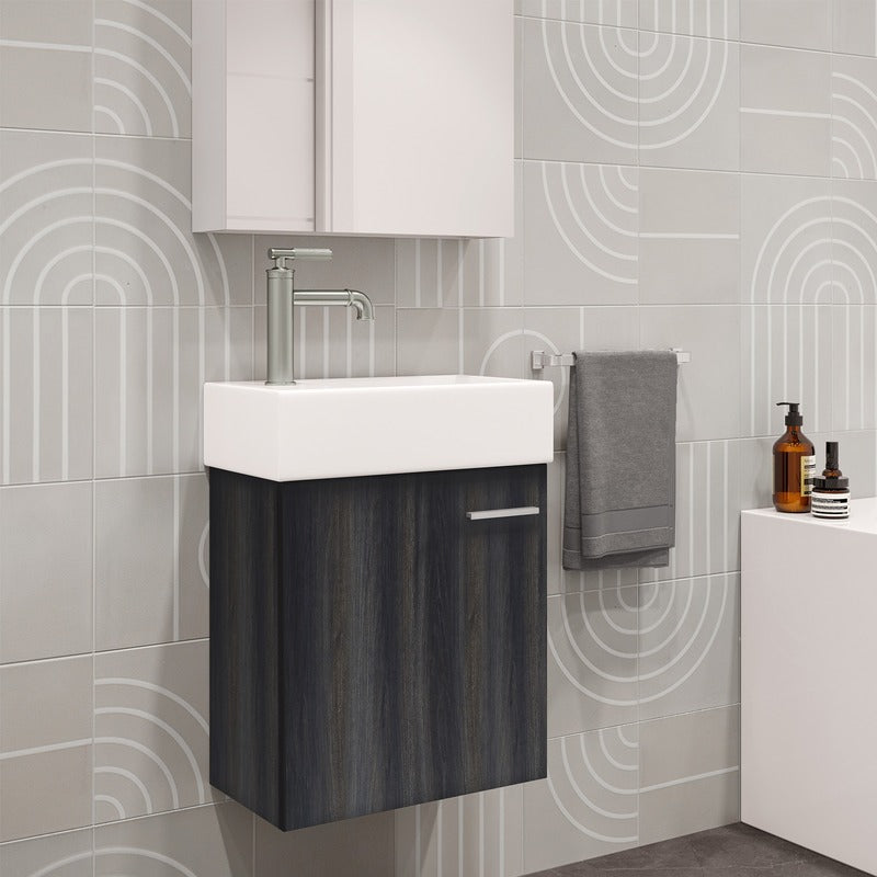 Swiss Madison Colmer 18 Single, Black Walnut, One Cabinet, Bathroom Vanity
