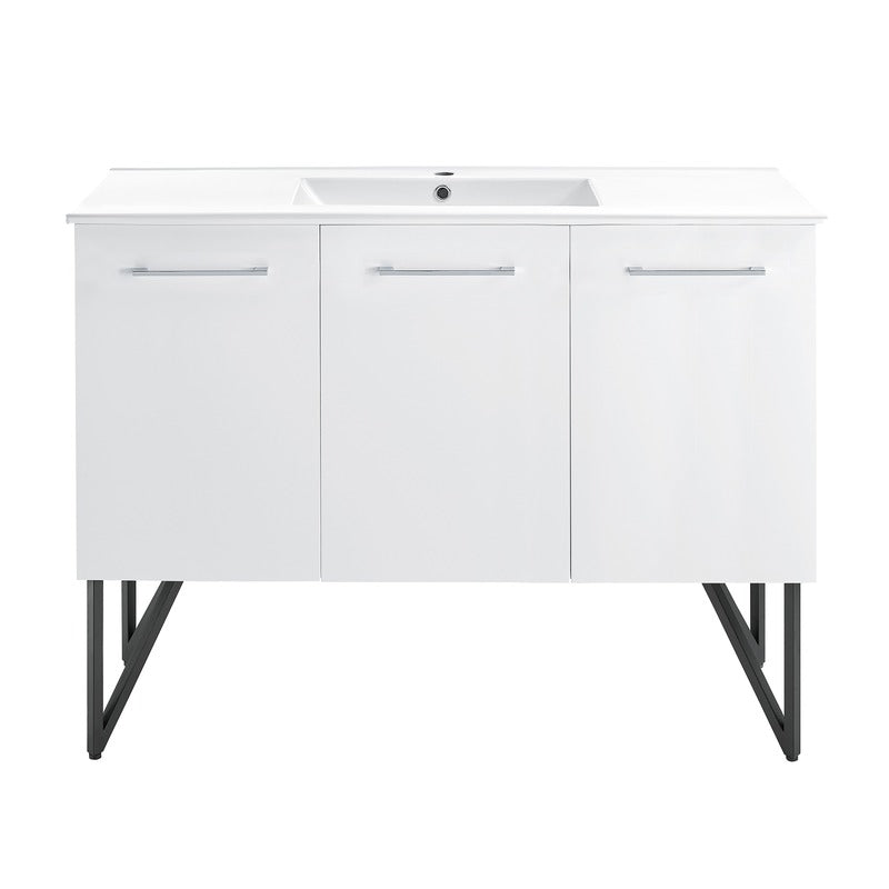 Swiss Madison Annecy 48 Single, Glossy White, Two Doors, One Drawer, Bathroom Vanity