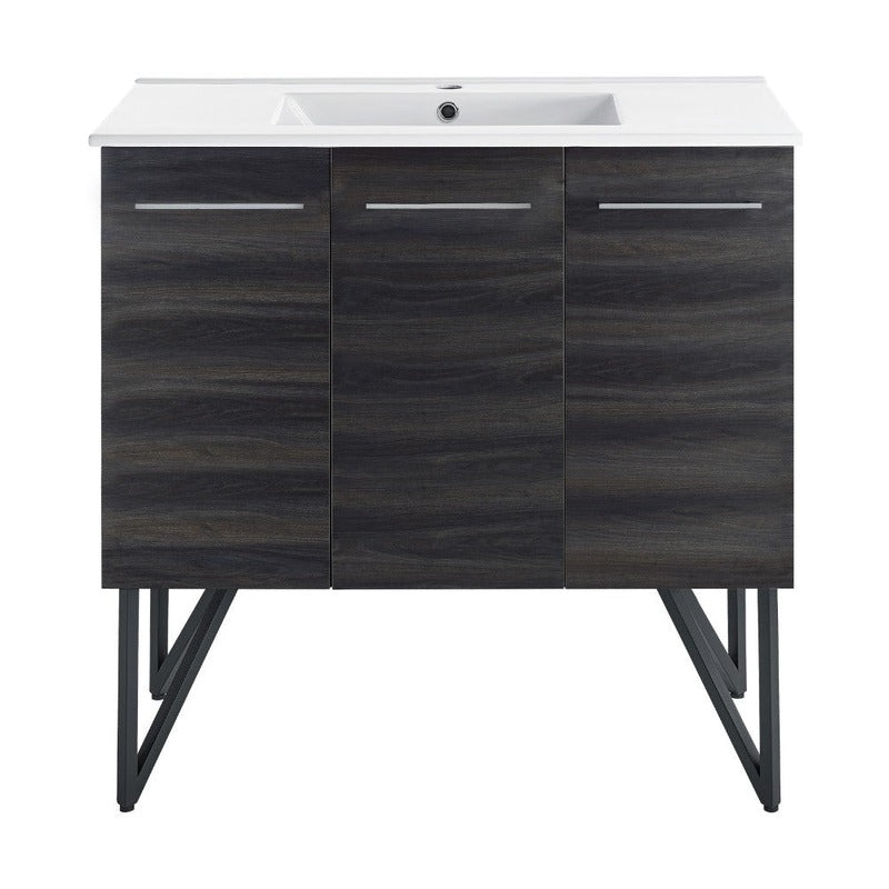 Swiss Madison Annecy 36 Single, Black Walnut, Two Doors, One Drawer, Bathroom Vanity