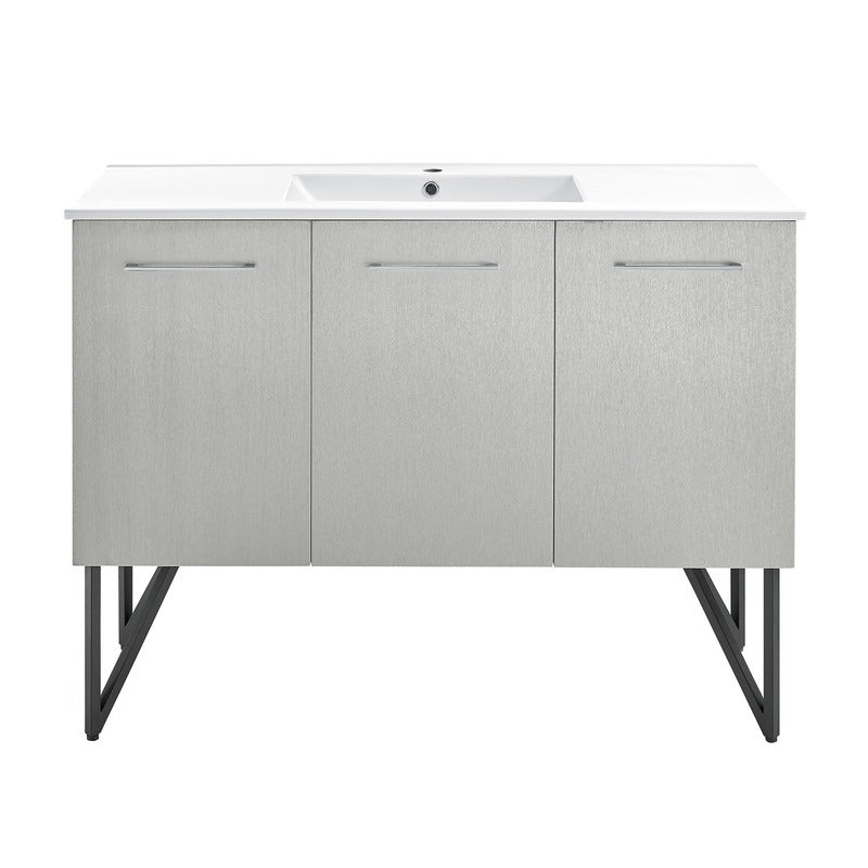 Swiss Madison Annecy 48 Single, Brushed Grey, Two Doors, One Drawer, Bathroom Vanity