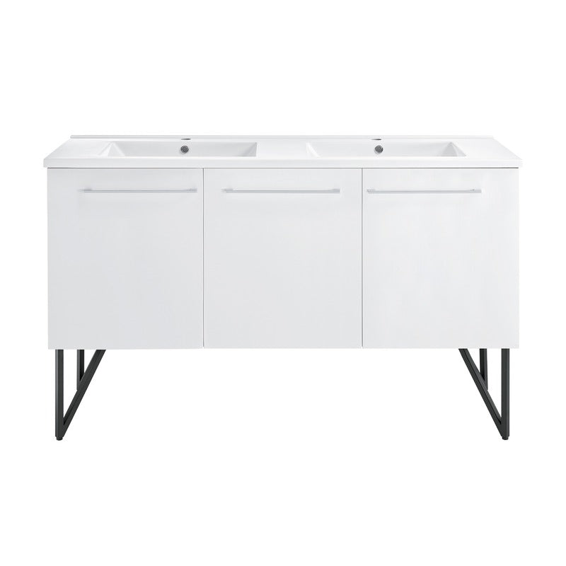 Swiss Madison Annecy 60 Double, Glossy White, Two Doors, One Drawer, Bathroom Vanity