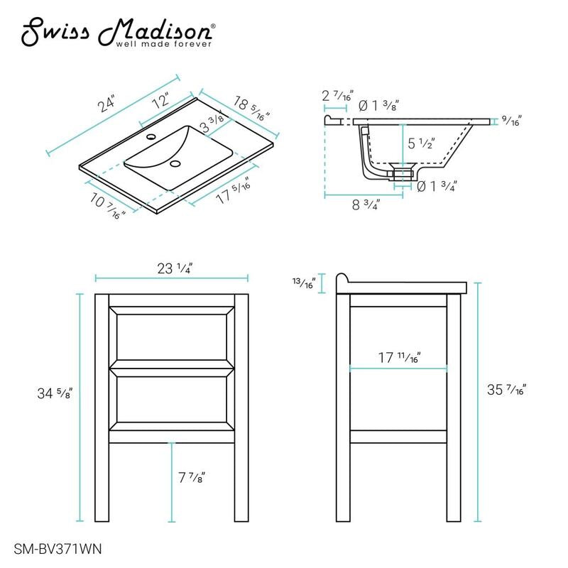 Swiss Madison Nadar 24" Bathroom Vanity in Walnut