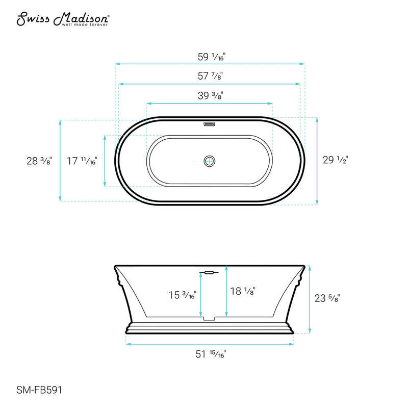 Swiss Madison Santorini 60" Freestanding Tub