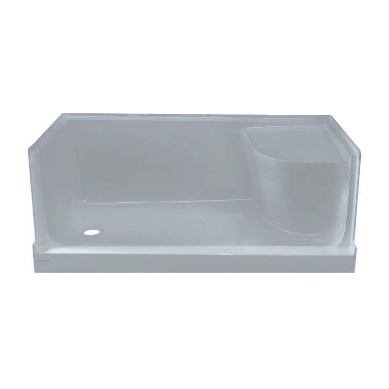 Swiss Madison Aquatique 60 X 32 Single Threshold Shower Base With Left Hand Drain and Integral Right Hand Seat in Grey