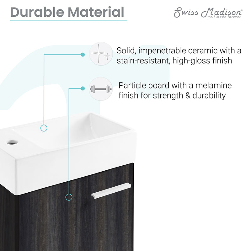 Swiss Madison Colmer 18 Single, One Cabinet, Bathroom Vanity