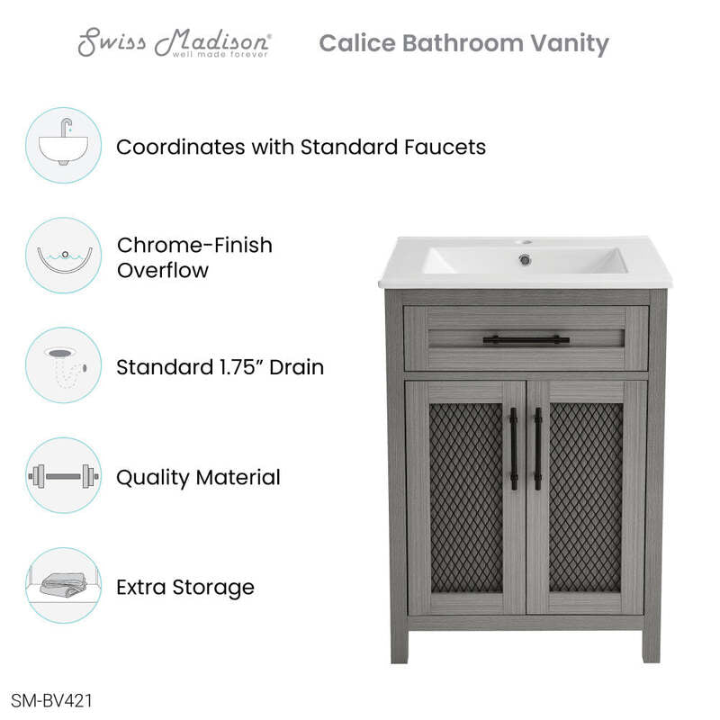 Swiss Madison Calice 24" Bathroom Vanity in Carbon Grey