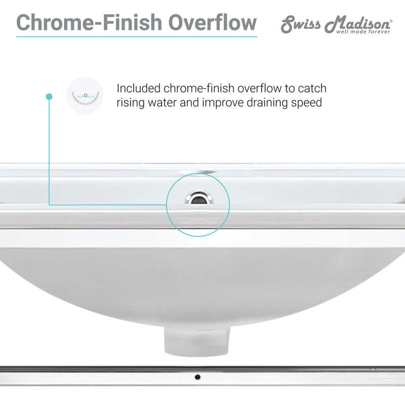 Swiss Madison Pierre 30 Single, Open Shelf, Chrome Metal Frame Bathroom Vanity
