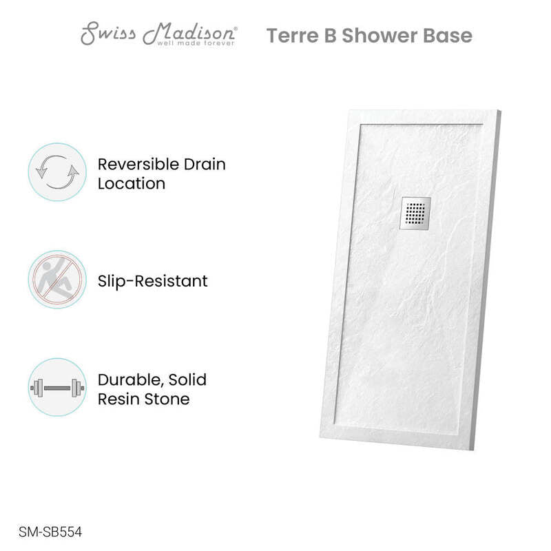 Swiss Madison Terre B Series 60" x 32" Reversible Drain Shower Base