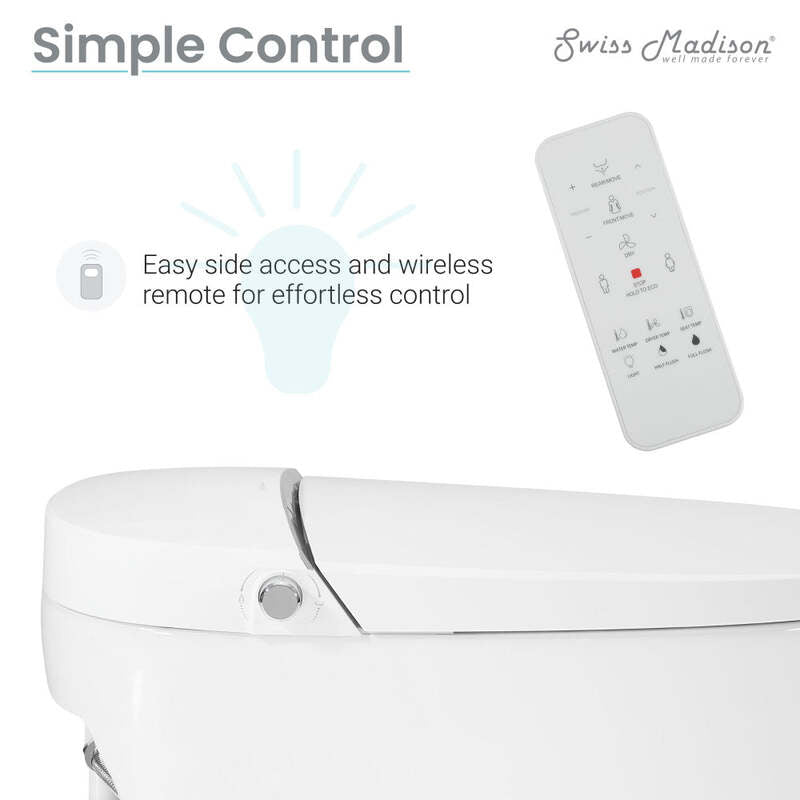 Swiss Madison Avancer Smart Tankless Elongated Toilet and Bidet, Touchless Vortex™ Dual-Flush 1.1/1.6 gpf