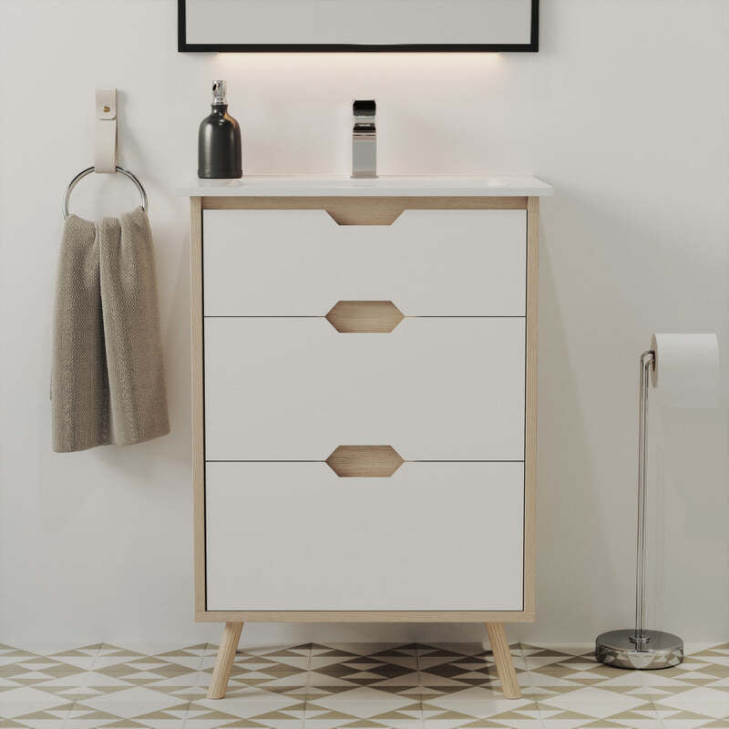 Swiss Madison Brusque 24" Bathroom Vanity in White Oak